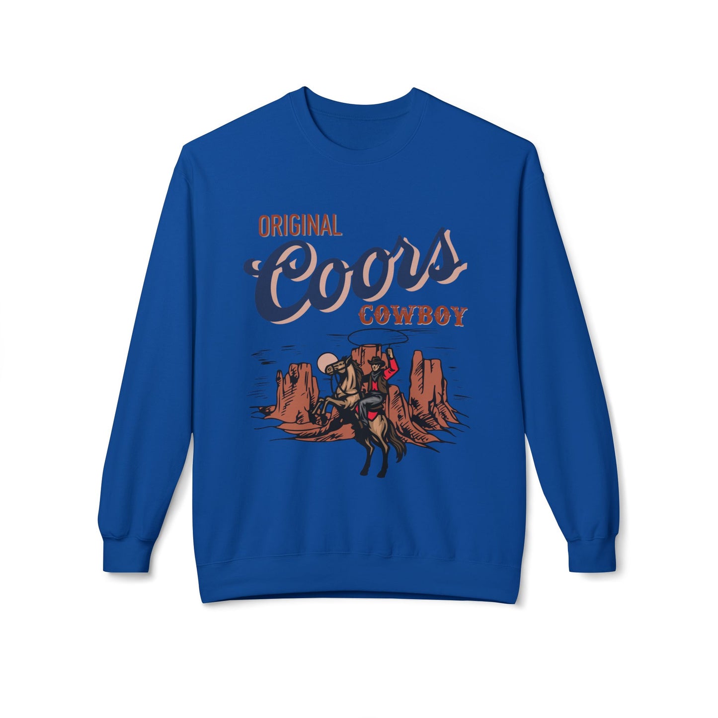 Unisex Midweight Softstyle Fleece Crewneck Sweatshirt Original Coors Cowboy