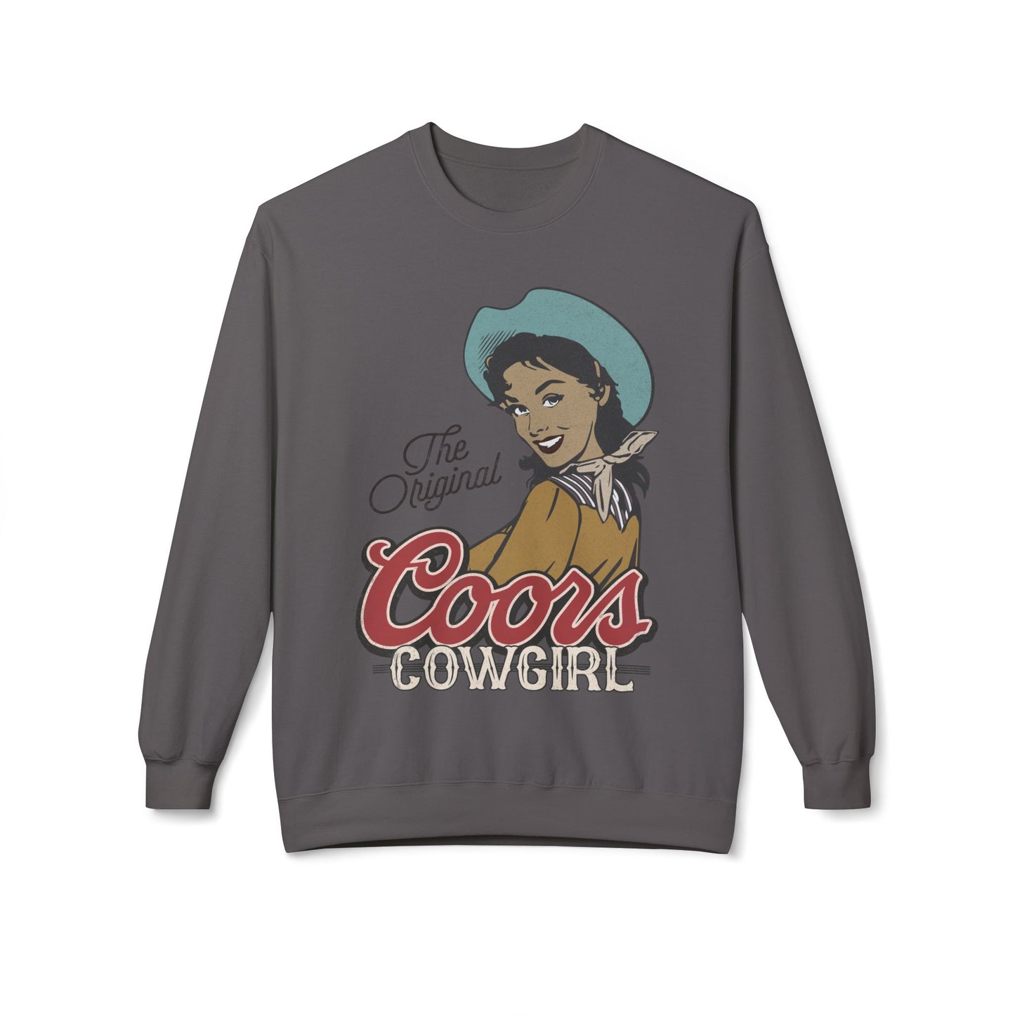 Unisex Midweight Softstyle Fleece Crewneck Sweatshirt Coors Original Cowgirl