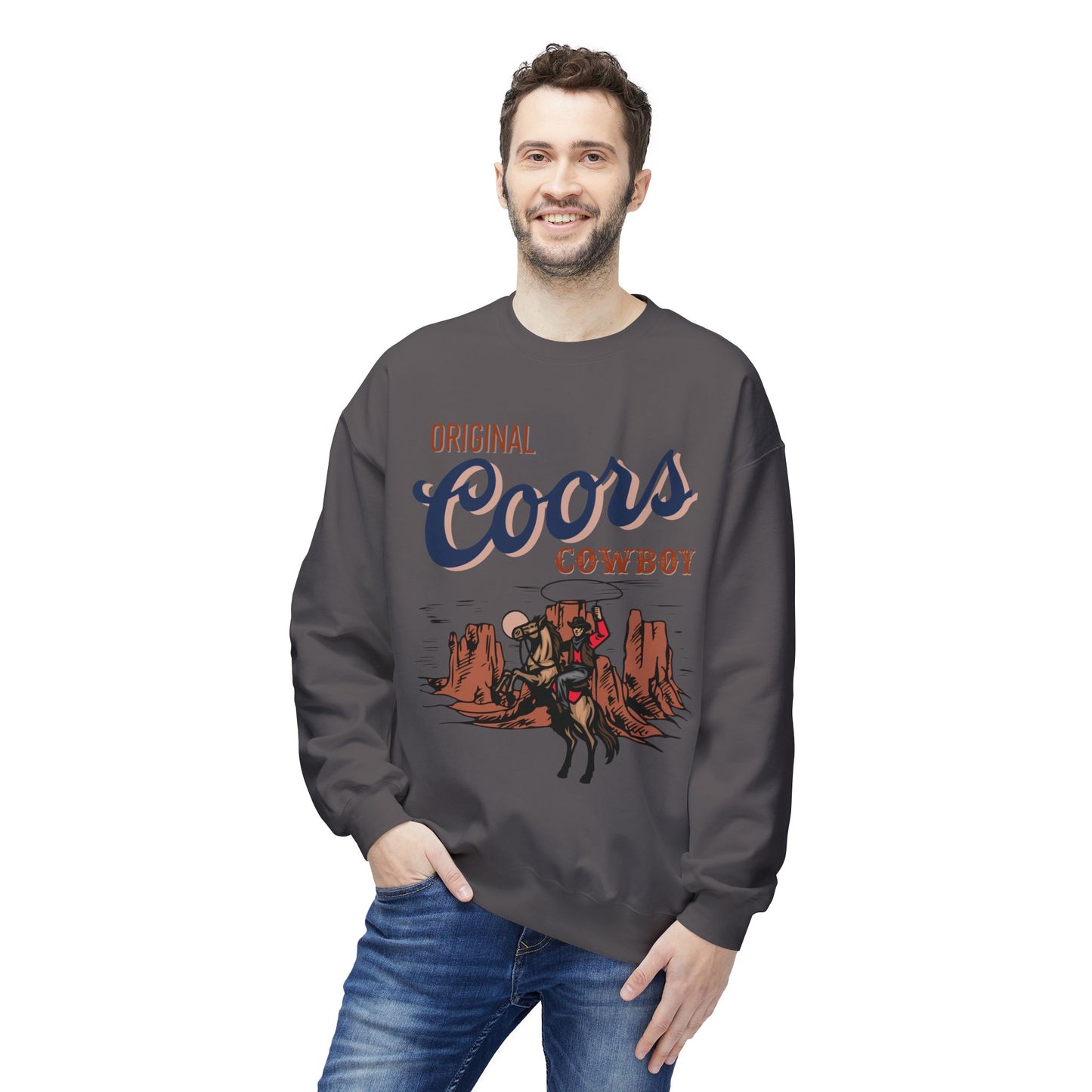 Unisex Midweight Softstyle Fleece Crewneck Sweatshirt Original Coors Cowboy