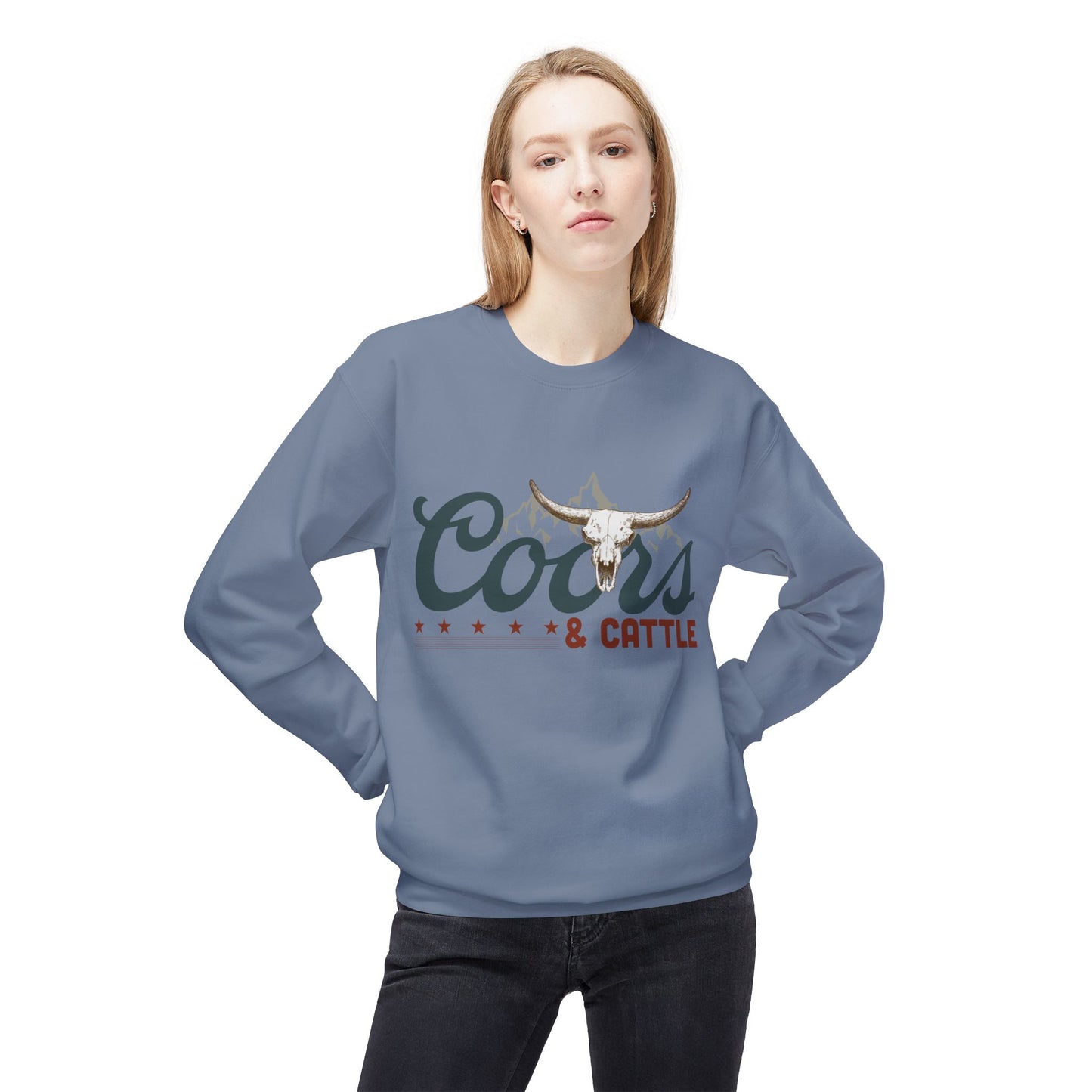 Unisex Midweight Softstyle Fleece Crewneck Sweatshirt Coors and Cattle