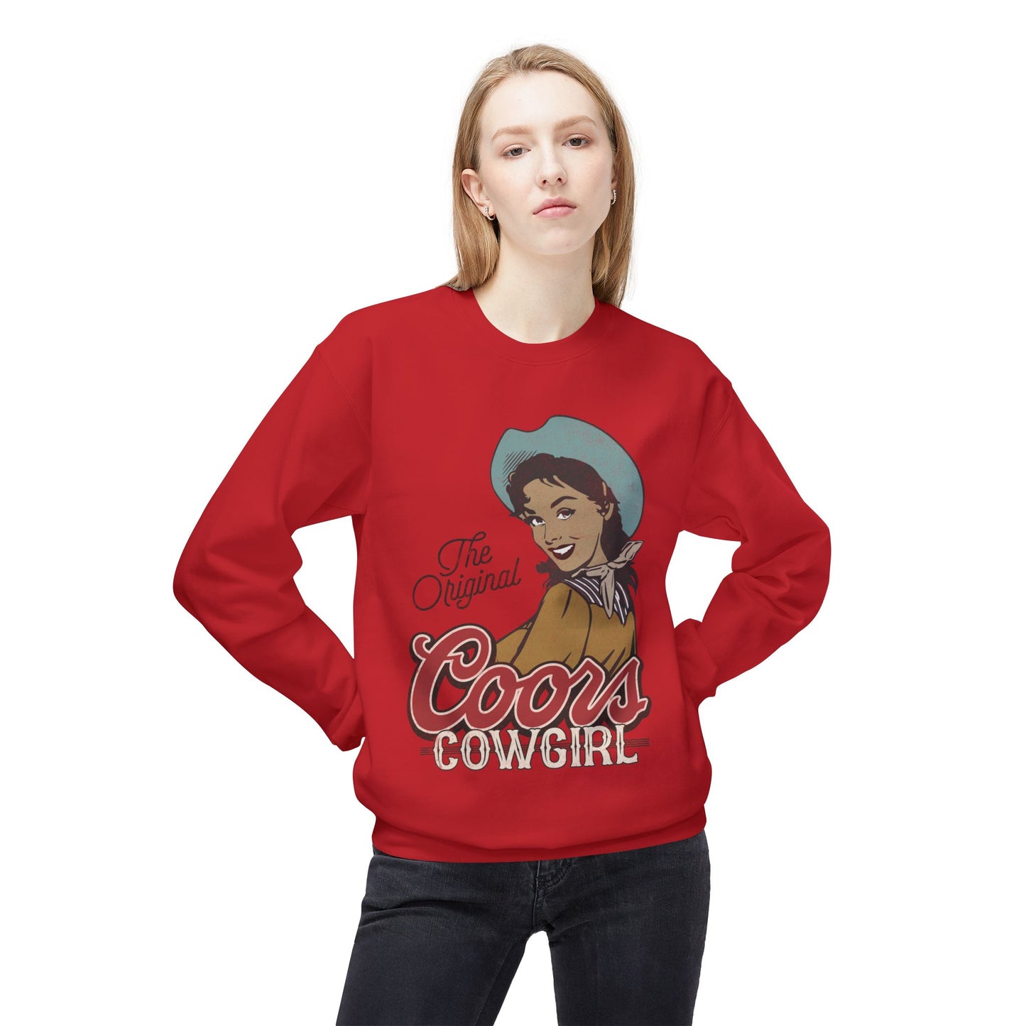 Unisex Midweight Softstyle Fleece Crewneck Sweatshirt Coors Original Cowgirl