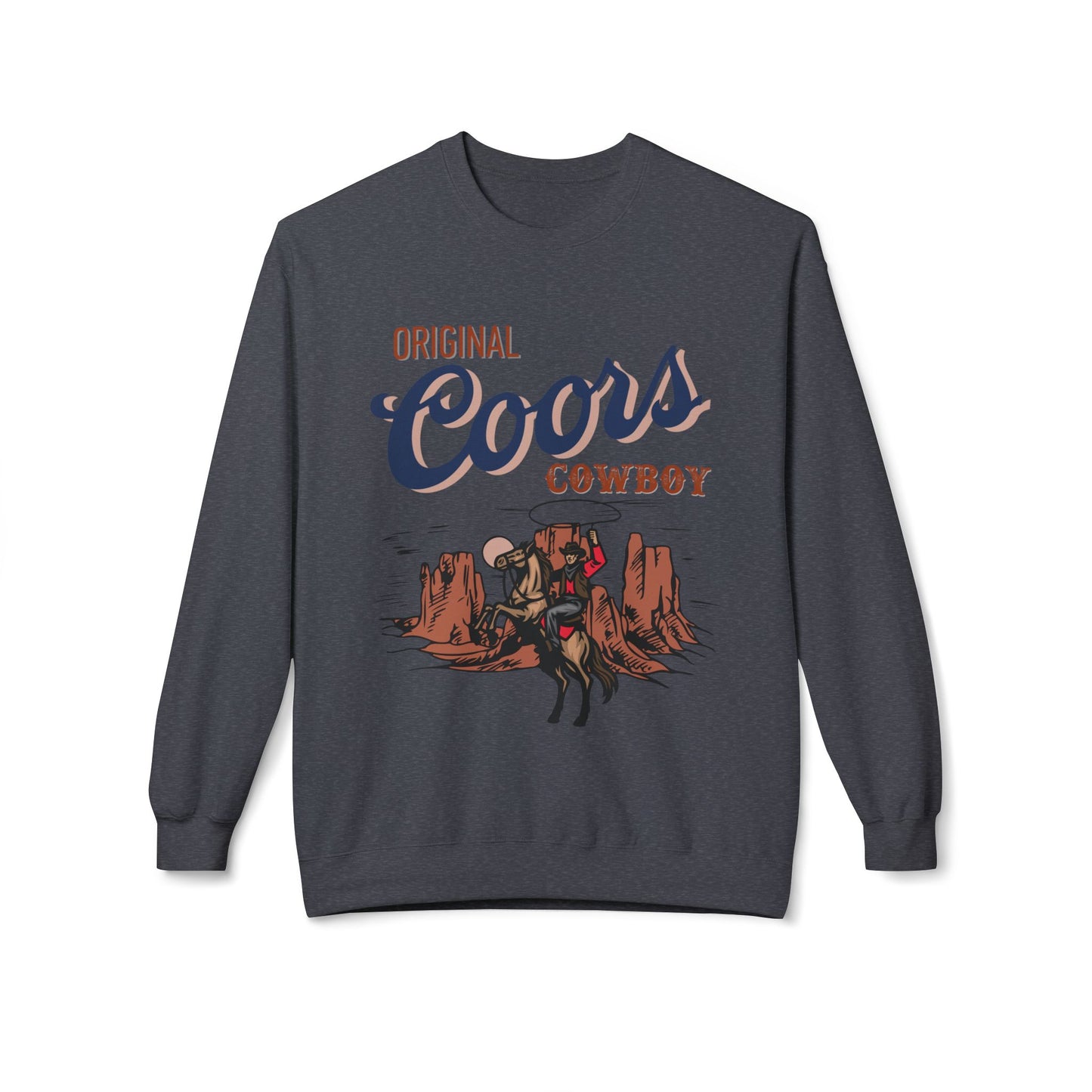 Unisex Midweight Softstyle Fleece Crewneck Sweatshirt Original Coors Cowboy