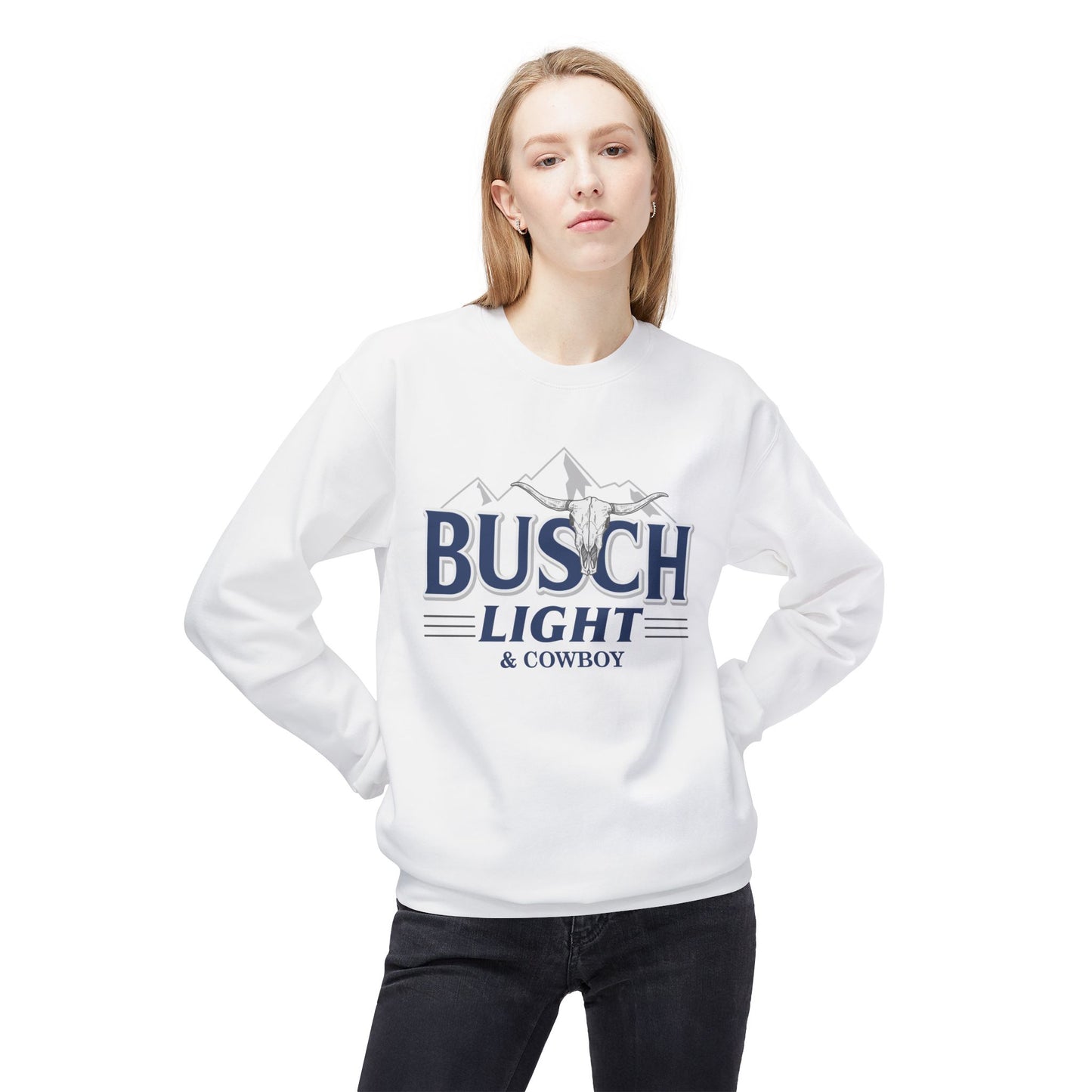 Unisex Midweight Softstyle Fleece Crewneck Sweatshirt Busch Light