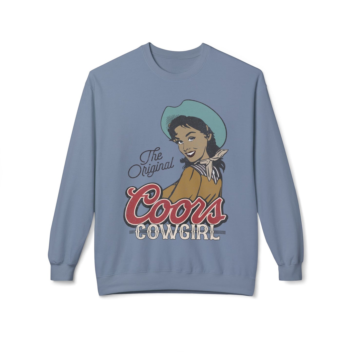 Unisex Midweight Softstyle Fleece Crewneck Sweatshirt Coors Original Cowgirl