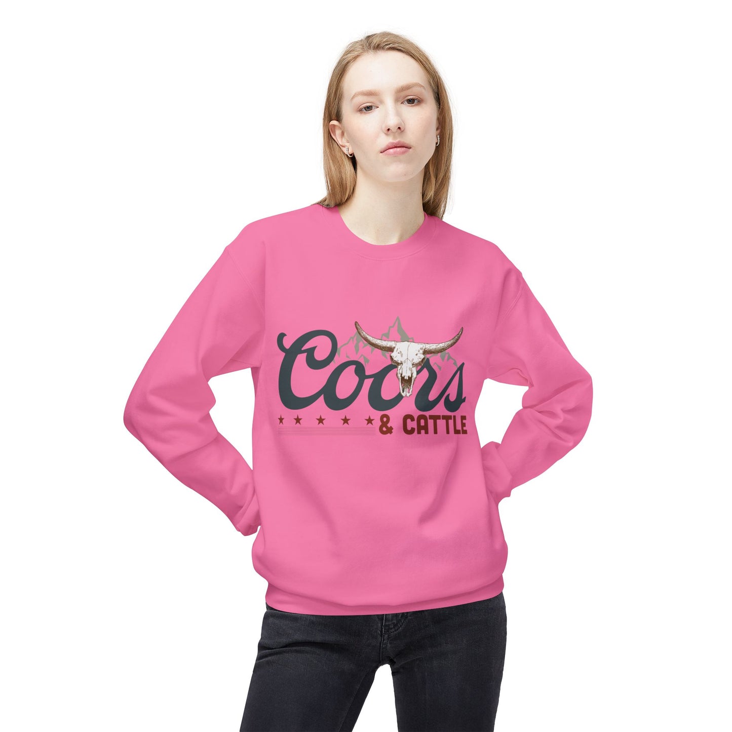 Unisex Midweight Softstyle Fleece Crewneck Sweatshirt Coors and Cattle