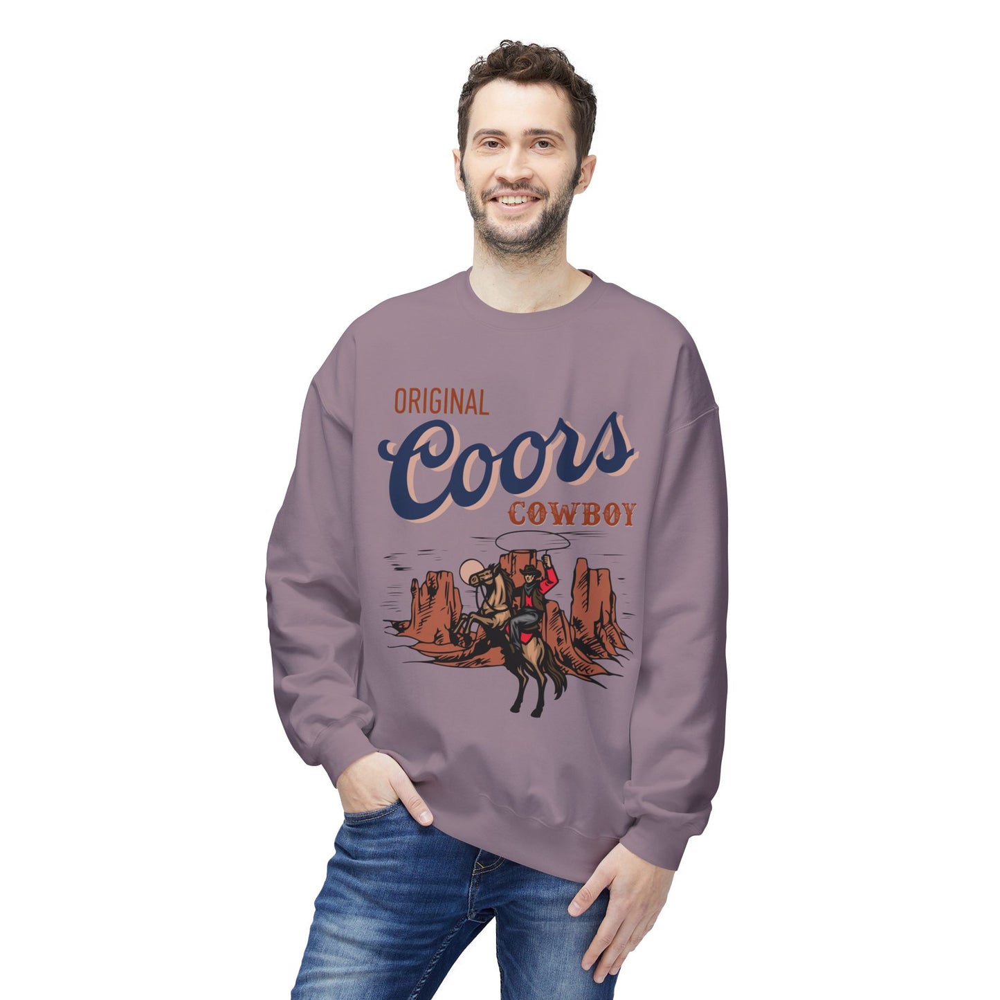 Unisex Midweight Softstyle Fleece Crewneck Sweatshirt Original Coors Cowboy