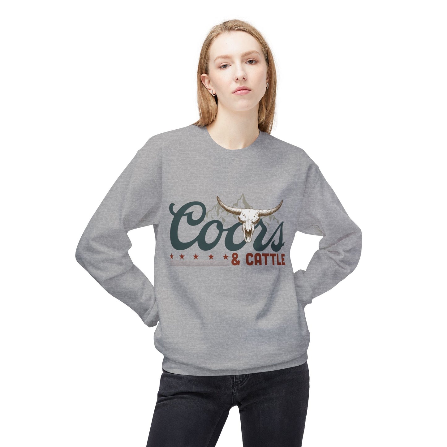 Unisex Midweight Softstyle Fleece Crewneck Sweatshirt Coors and Cattle