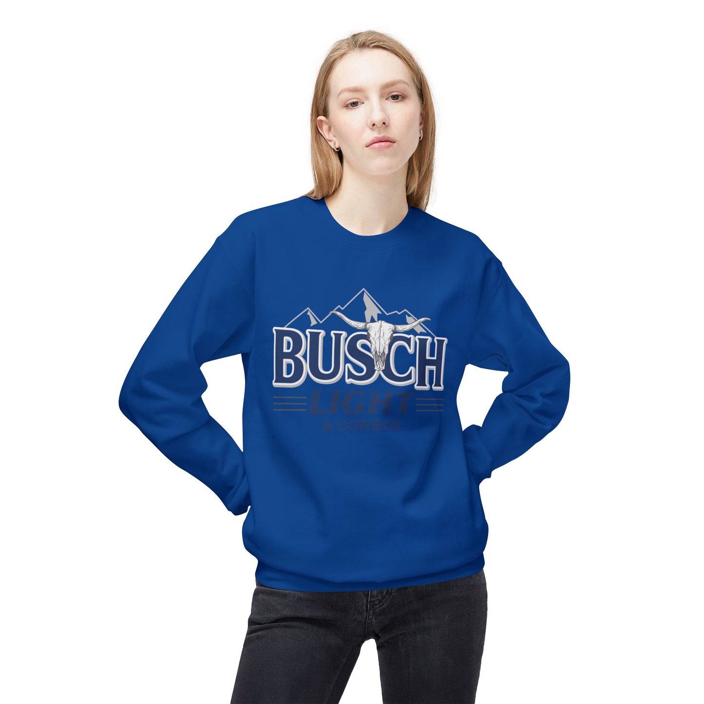 Unisex Midweight Softstyle Fleece Crewneck Sweatshirt Busch Light