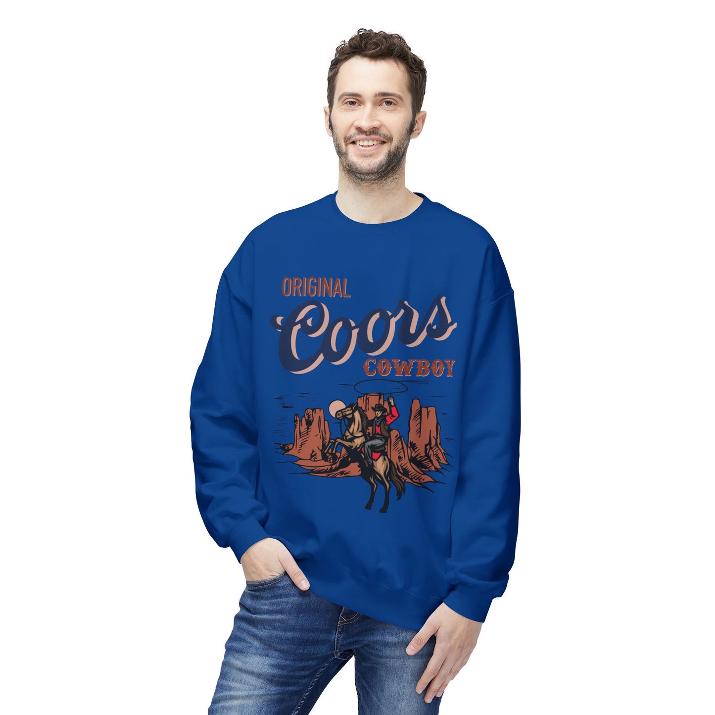 Unisex Midweight Softstyle Fleece Crewneck Sweatshirt Original Coors Cowboy