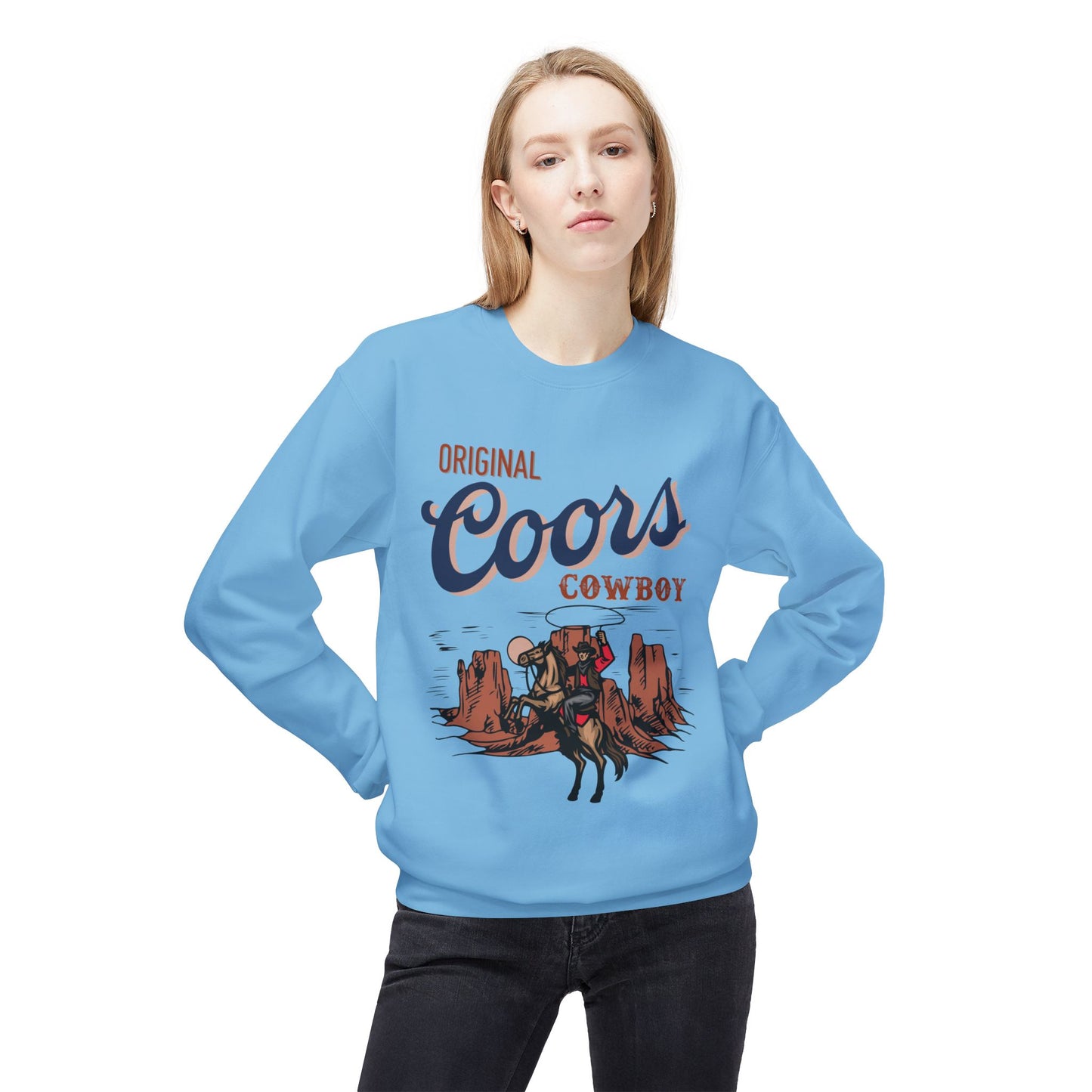 Unisex Midweight Softstyle Fleece Crewneck Sweatshirt Original Coors Cowboy