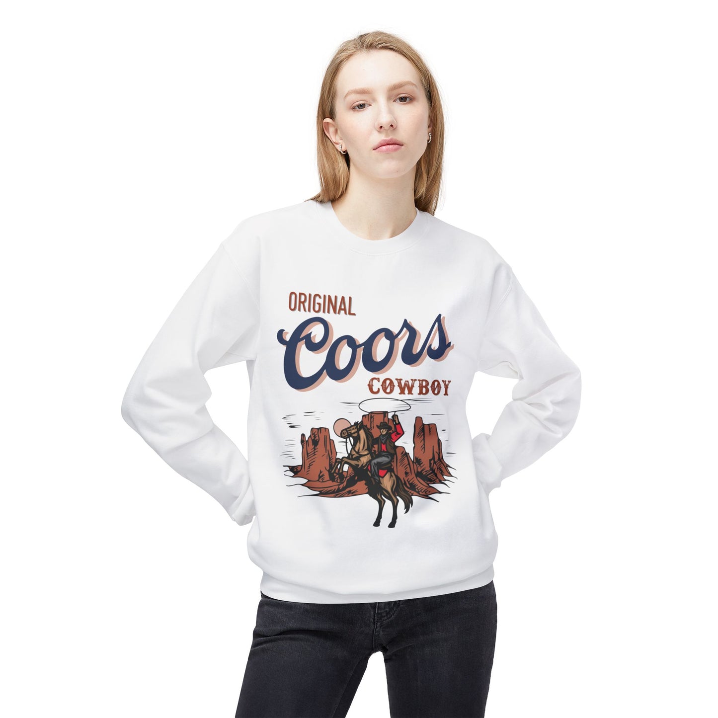 Unisex Midweight Softstyle Fleece Crewneck Sweatshirt Original Coors Cowboy