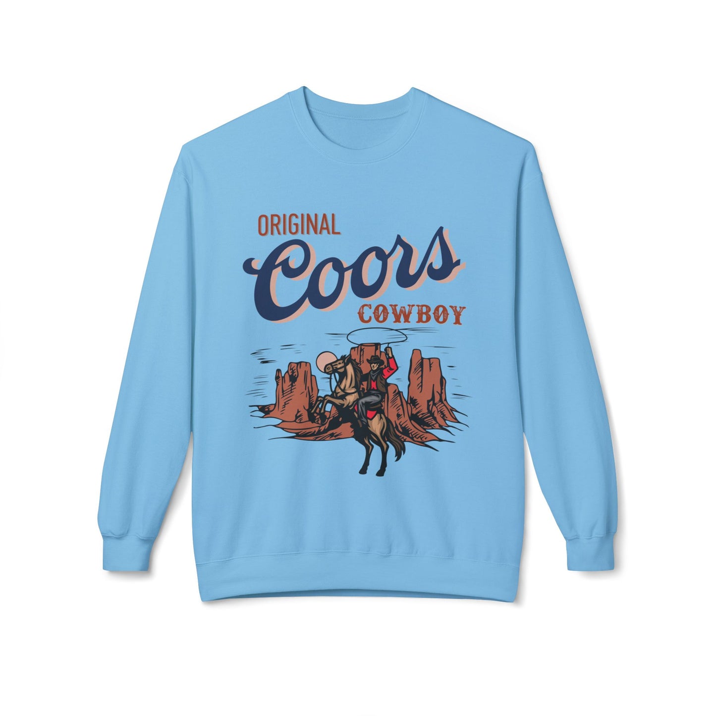 Unisex Midweight Softstyle Fleece Crewneck Sweatshirt Original Coors Cowboy