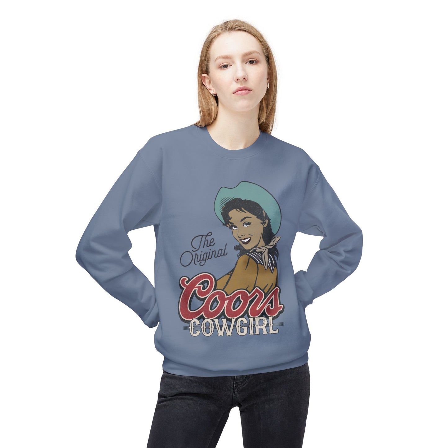 Unisex Midweight Softstyle Fleece Crewneck Sweatshirt Coors Original Cowgirl