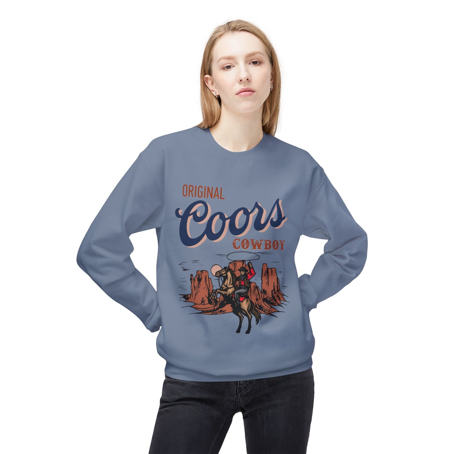 Unisex Midweight Softstyle Fleece Crewneck Sweatshirt Original Coors Cowboy