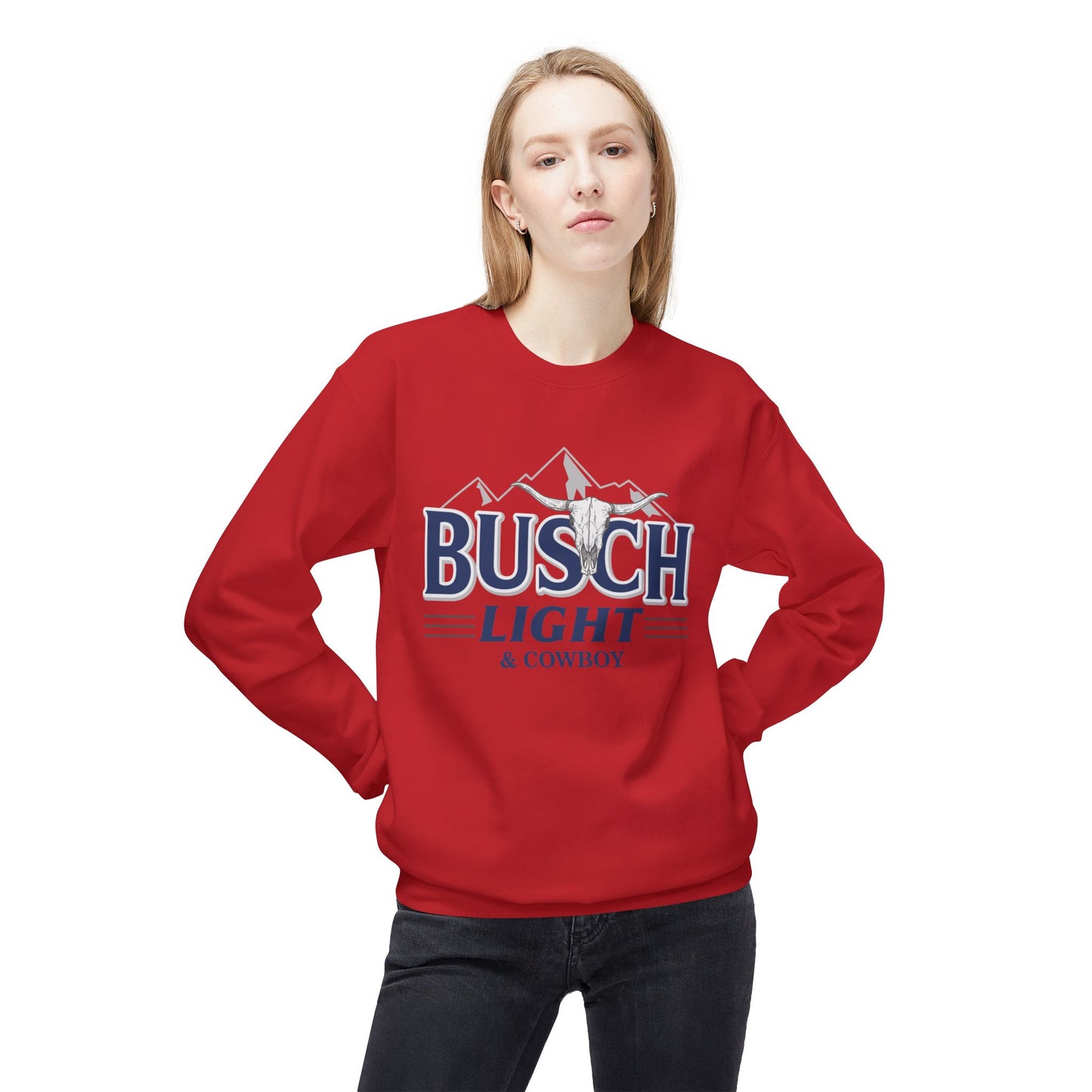 Unisex Midweight Softstyle Fleece Crewneck Sweatshirt Busch Light