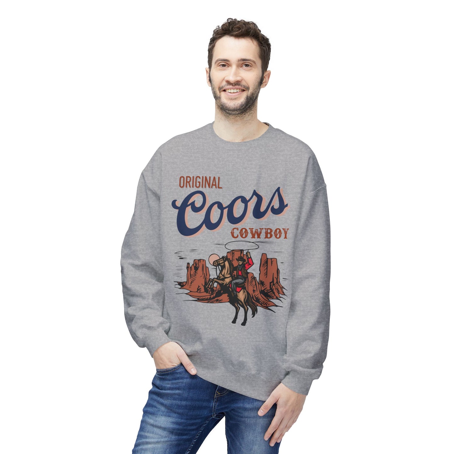 Unisex Midweight Softstyle Fleece Crewneck Sweatshirt Original Coors Cowboy