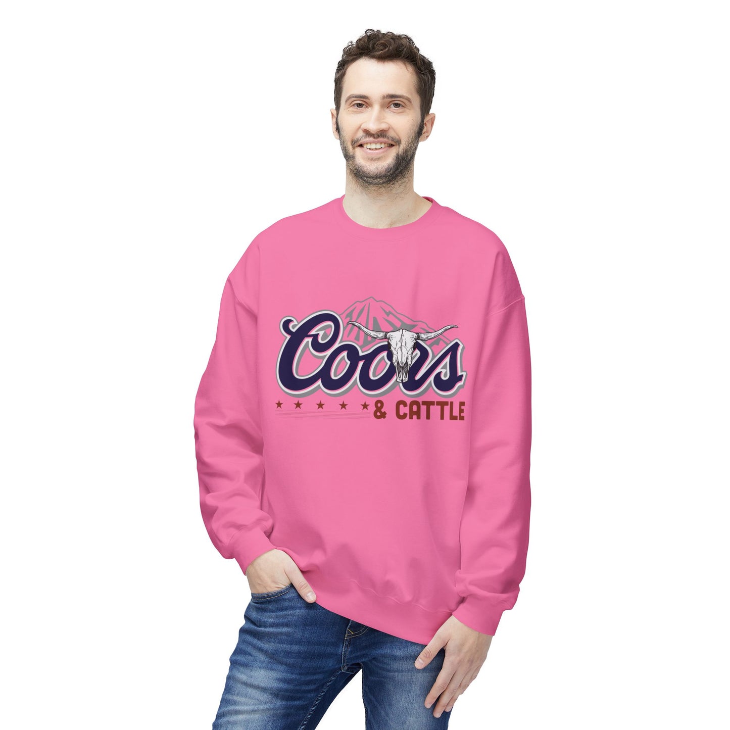 Unisex Midweight Softstyle Fleece Crewneck Sweatshirt Coors and Cattle 2