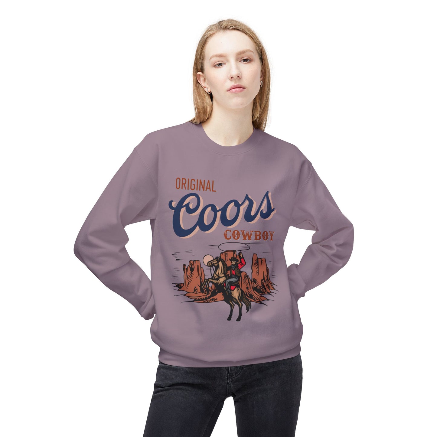 Unisex Midweight Softstyle Fleece Crewneck Sweatshirt Original Coors Cowboy