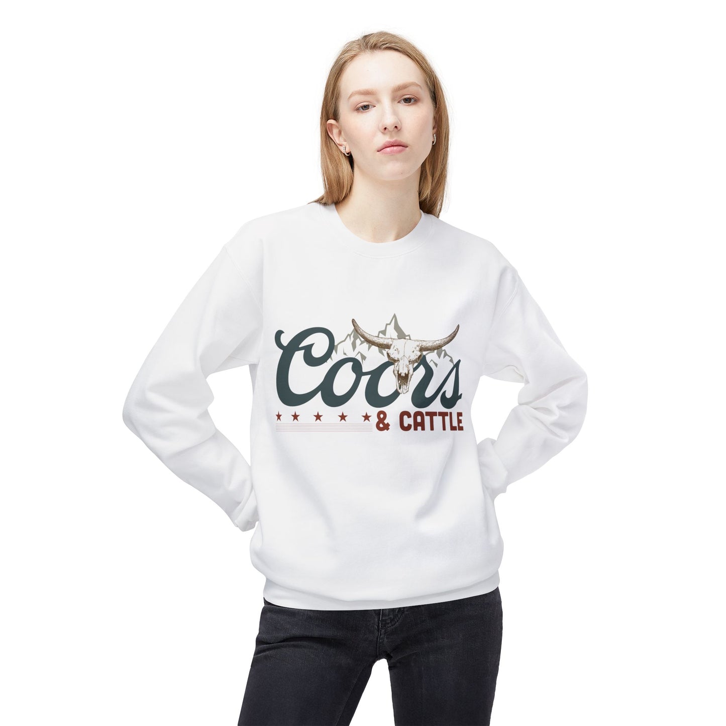 Unisex Midweight Softstyle Fleece Crewneck Sweatshirt Coors and Cattle