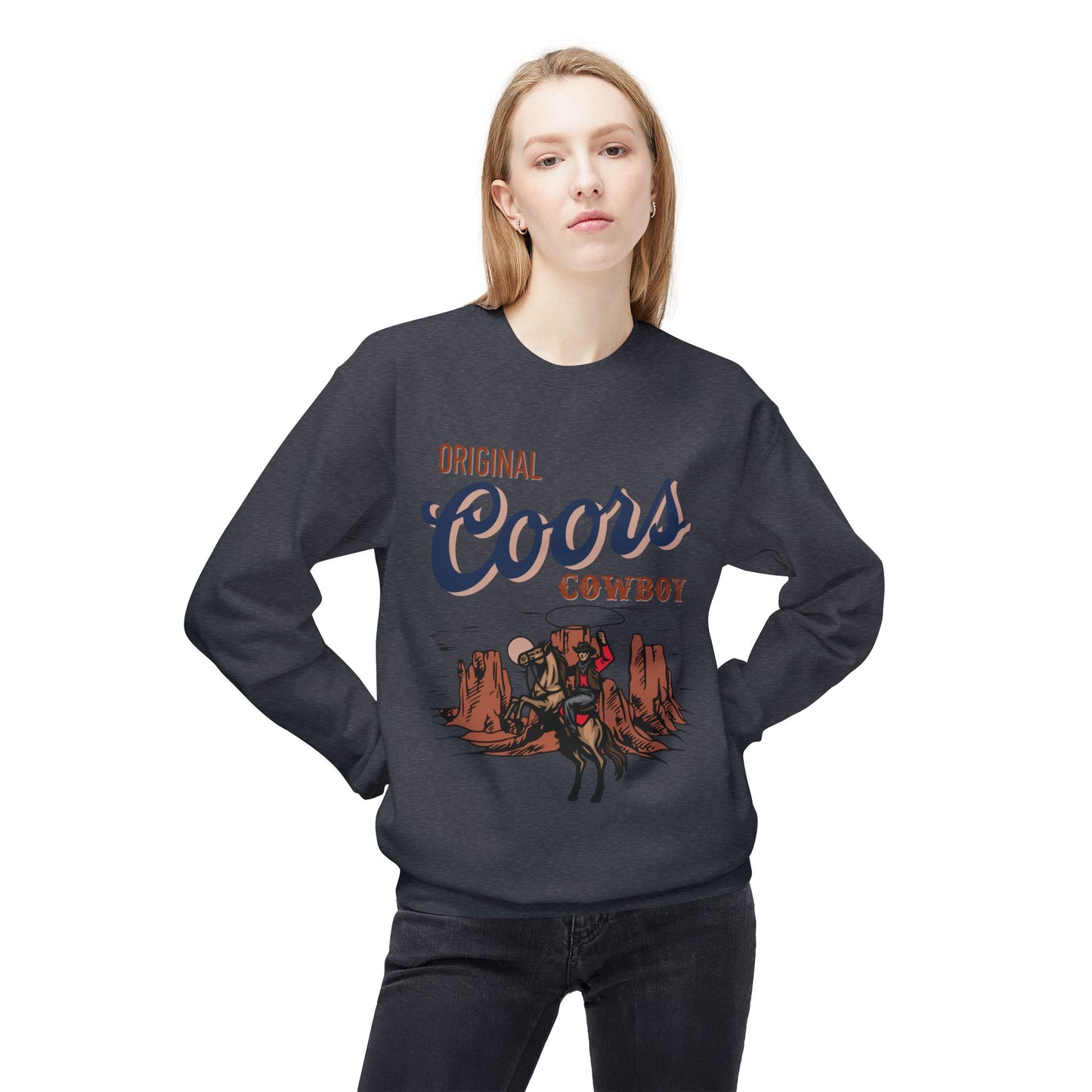 Unisex Midweight Softstyle Fleece Crewneck Sweatshirt Original Coors Cowboy