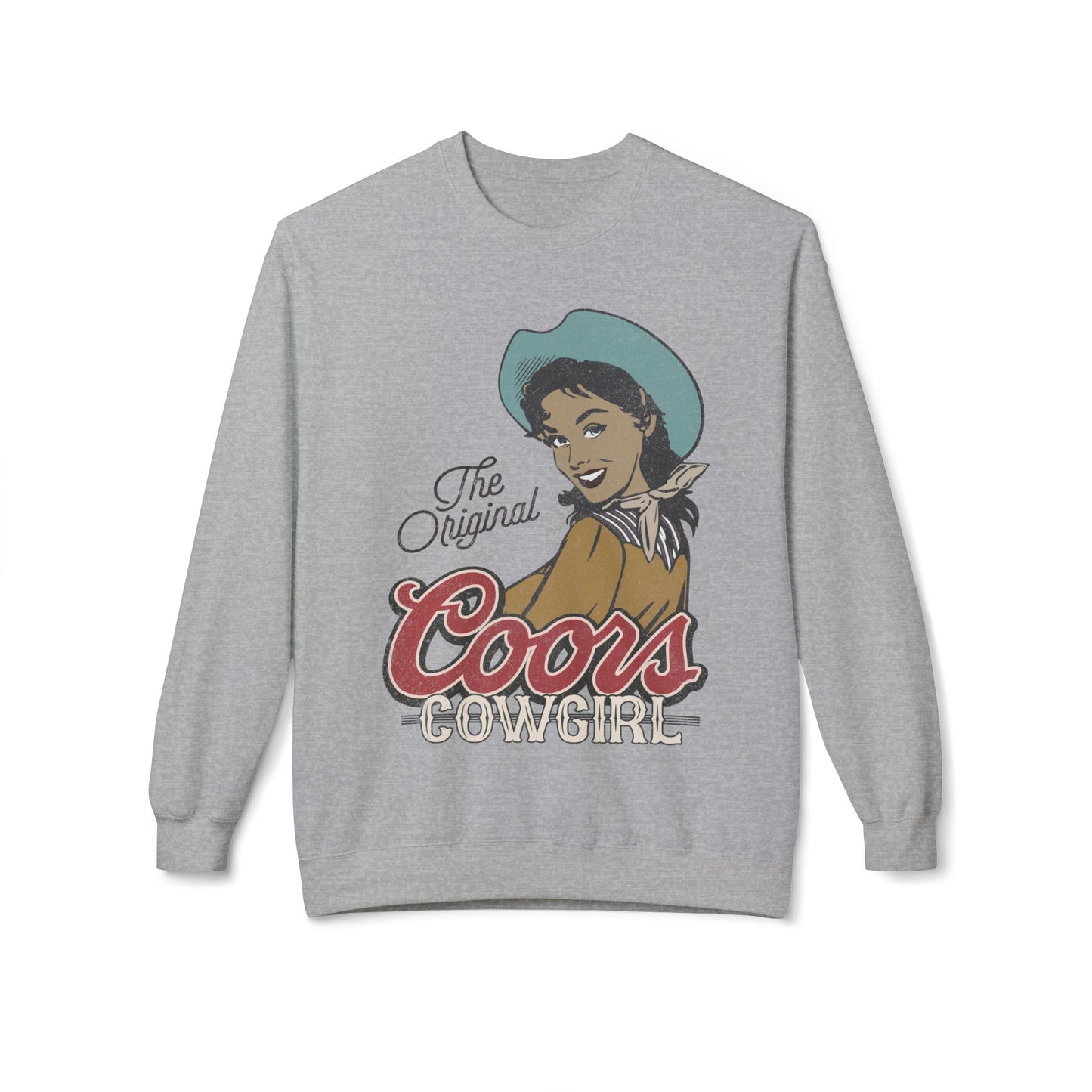 Unisex Midweight Softstyle Fleece Crewneck Sweatshirt Coors Original Cowgirl