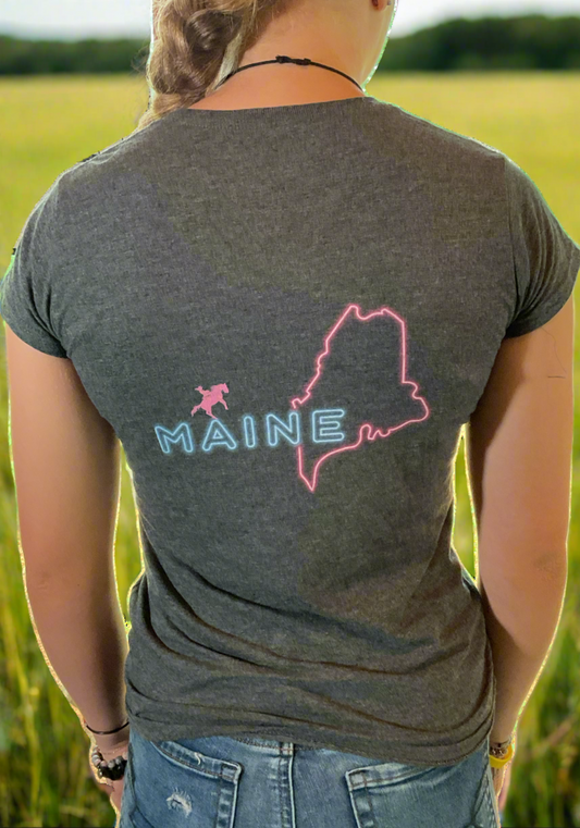 Ladies Neon State V-Neck Tee