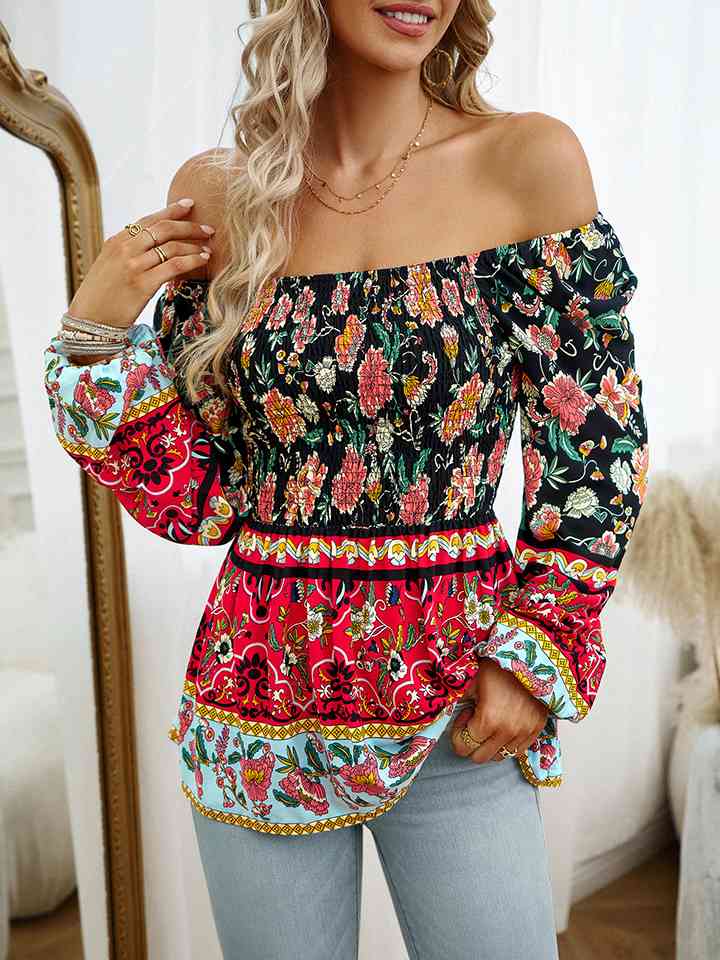 Square Neck Printed Blouse